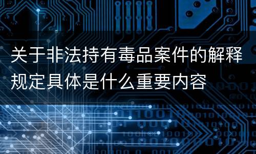 关于非法持有毒品案件的解释规定具体是什么重要内容