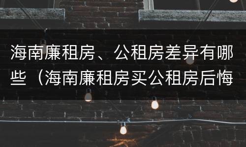 海南廉租房、公租房差异有哪些（海南廉租房买公租房后悔了）