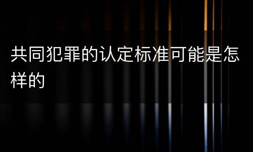 共同犯罪的认定标准可能是怎样的