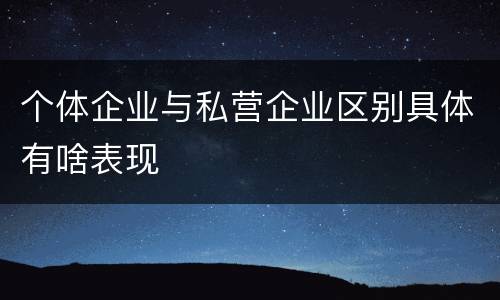 个体企业与私营企业区别具体有啥表现