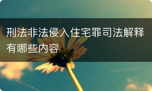 刑法非法侵入住宅罪司法解释有哪些内容