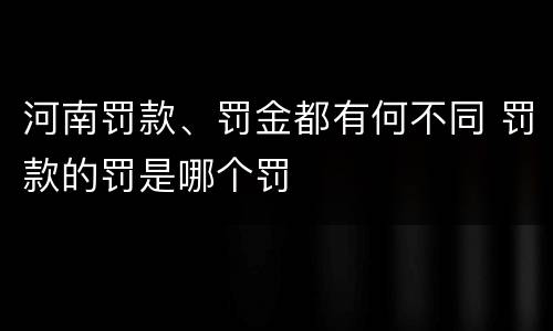 河南罚款、罚金都有何不同 罚款的罚是哪个罚