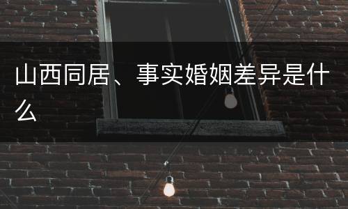 山西同居、事实婚姻差异是什么