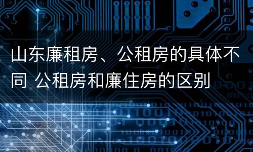 山东廉租房、公租房的具体不同 公租房和廉住房的区别