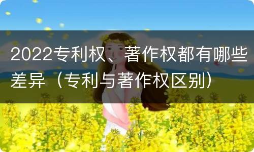 2022专利权、著作权都有哪些差异（专利与著作权区别）