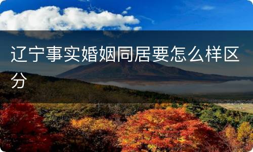 辽宁事实婚姻同居要怎么样区分