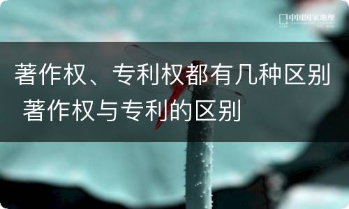 著作权、专利权都有几种区别 著作权与专利的区别