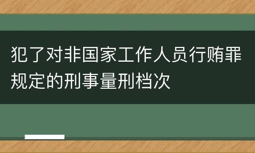 犯了对非国家工作人员行贿罪规定的刑事量刑档次