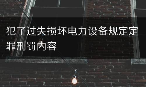 犯了过失损坏电力设备规定定罪刑罚内容