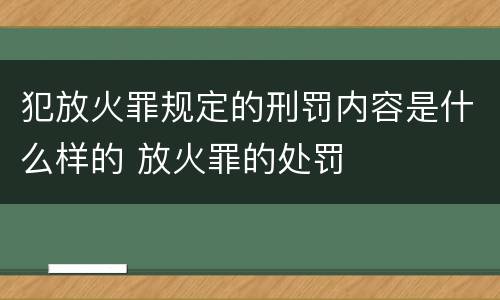 犯放火罪规定的刑罚内容是什么样的 放火罪的处罚