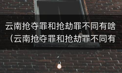 云南抢夺罪和抢劫罪不同有啥（云南抢夺罪和抢劫罪不同有啥影响）