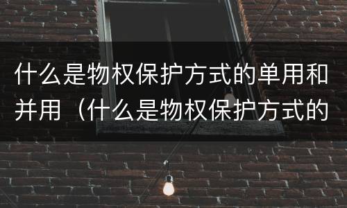 什么是物权保护方式的单用和并用（什么是物权保护方式的单用和并用原则）