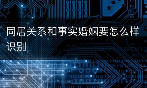 同居关系和事实婚姻要怎么样识别