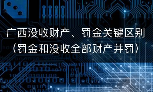 广西没收财产、罚金关键区别（罚金和没收全部财产并罚）