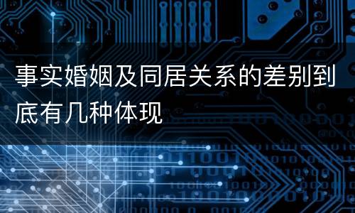 事实婚姻及同居关系的差别到底有几种体现