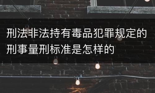 刑法非法持有毒品犯罪规定的刑事量刑标准是怎样的