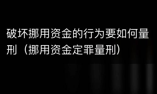 破坏挪用资金的行为要如何量刑（挪用资金定罪量刑）