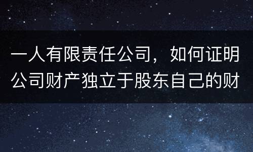 一人有限责任公司，如何证明公司财产独立于股东自己的财产