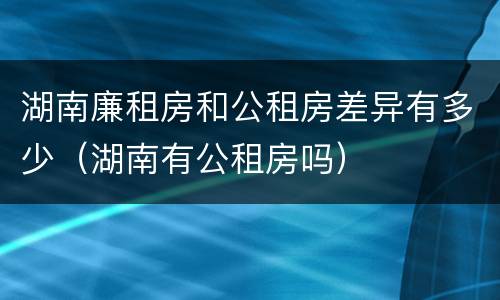 湖南廉租房和公租房差异有多少（湖南有公租房吗）