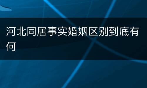 河北同居事实婚姻区别到底有何
