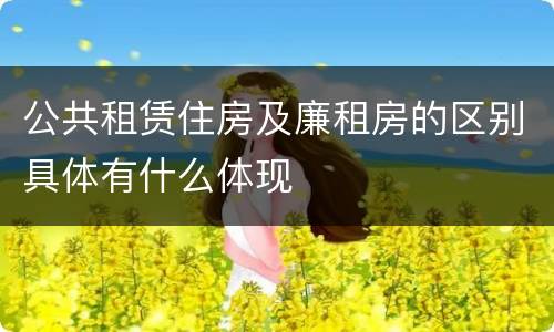 公共租赁住房及廉租房的区别具体有什么体现