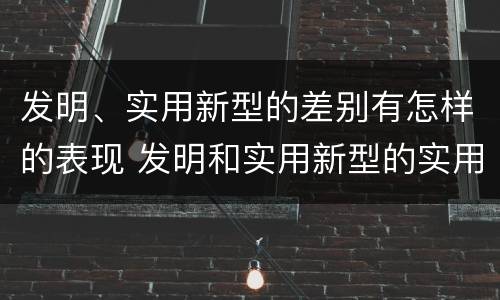 发明、实用新型的差别有怎样的表现 发明和实用新型的实用性