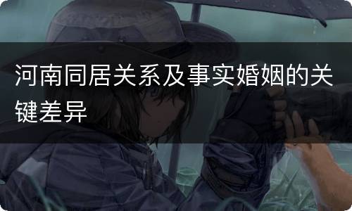 河南同居关系及事实婚姻的关键差异