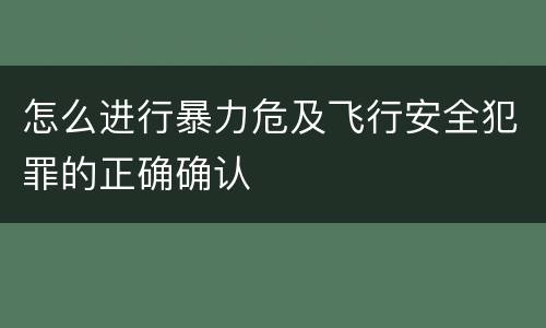 怎么进行暴力危及飞行安全犯罪的正确确认