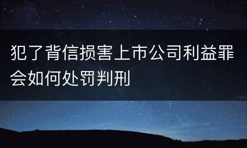犯了背信损害上市公司利益罪会如何处罚判刑