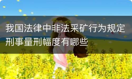 我国法律中非法采矿行为规定刑事量刑幅度有哪些