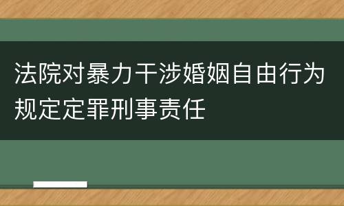 法院对暴力干涉婚姻自由行为规定定罪刑事责任