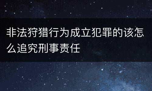 非法狩猎行为成立犯罪的该怎么追究刑事责任