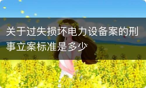 关于过失损坏电力设备案的刑事立案标准是多少