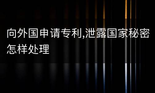向外国申请专利,泄露国家秘密怎样处理