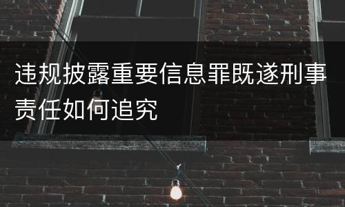违规披露重要信息罪既遂刑事责任如何追究