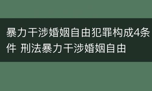 暴力干涉婚姻自由犯罪构成4条件 刑法暴力干涉婚姻自由