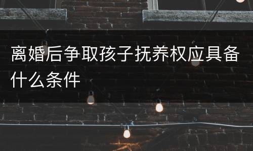 离婚后争取孩子抚养权应具备什么条件