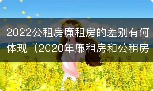 2022公租房廉租房的差别有何体现（2020年廉租房和公租房的区别）