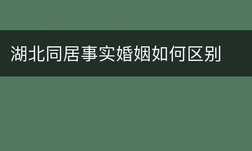 湖北同居事实婚姻如何区别