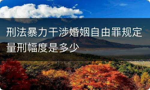 刑法暴力干涉婚姻自由罪规定量刑幅度是多少