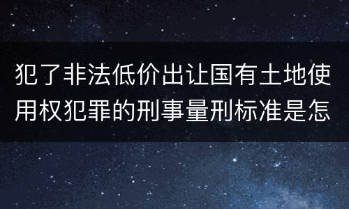 犯了非法低价出让国有土地使用权犯罪的刑事量刑标准是怎样的
