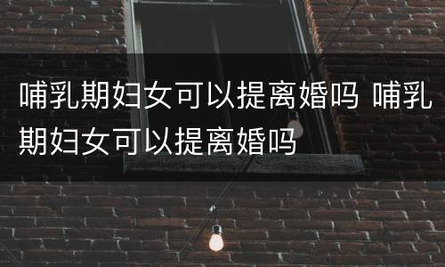哺乳期妇女可以提离婚吗 哺乳期妇女可以提离婚吗