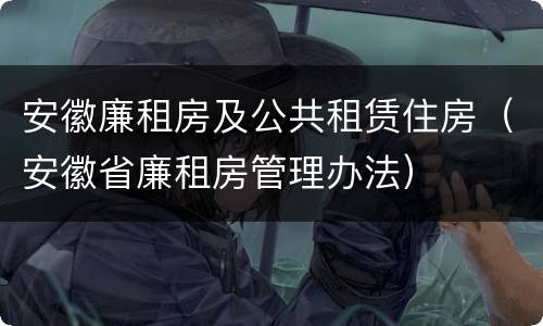 安徽廉租房及公共租赁住房（安徽省廉租房管理办法）