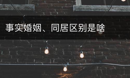 事实婚姻、同居区别是啥