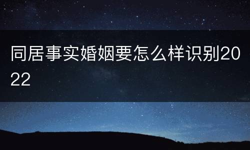 同居事实婚姻要怎么样识别2022