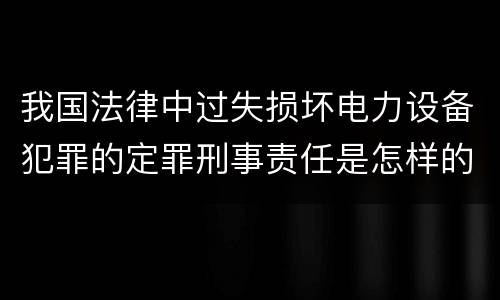我国法律中过失损坏电力设备犯罪的定罪刑事责任是怎样的