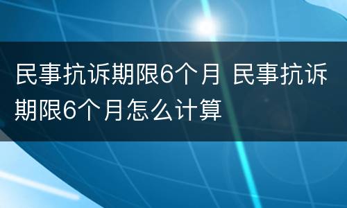 民事抗诉期限6个月 民事抗诉期限6个月怎么计算