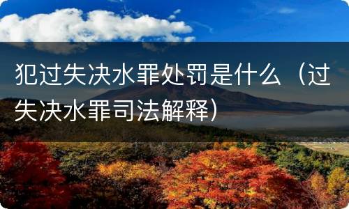 犯过失决水罪处罚是什么（过失决水罪司法解释）