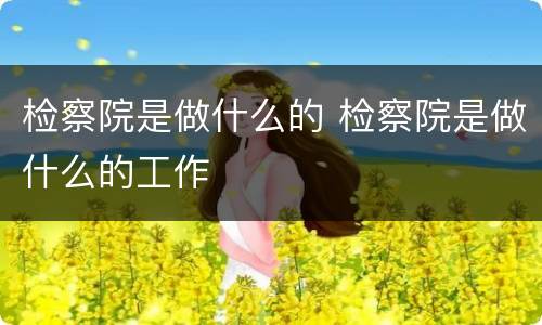 检察院是做什么的 检察院是做什么的工作
