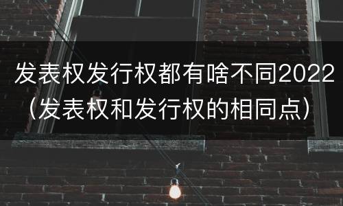 发表权发行权都有啥不同2022（发表权和发行权的相同点）